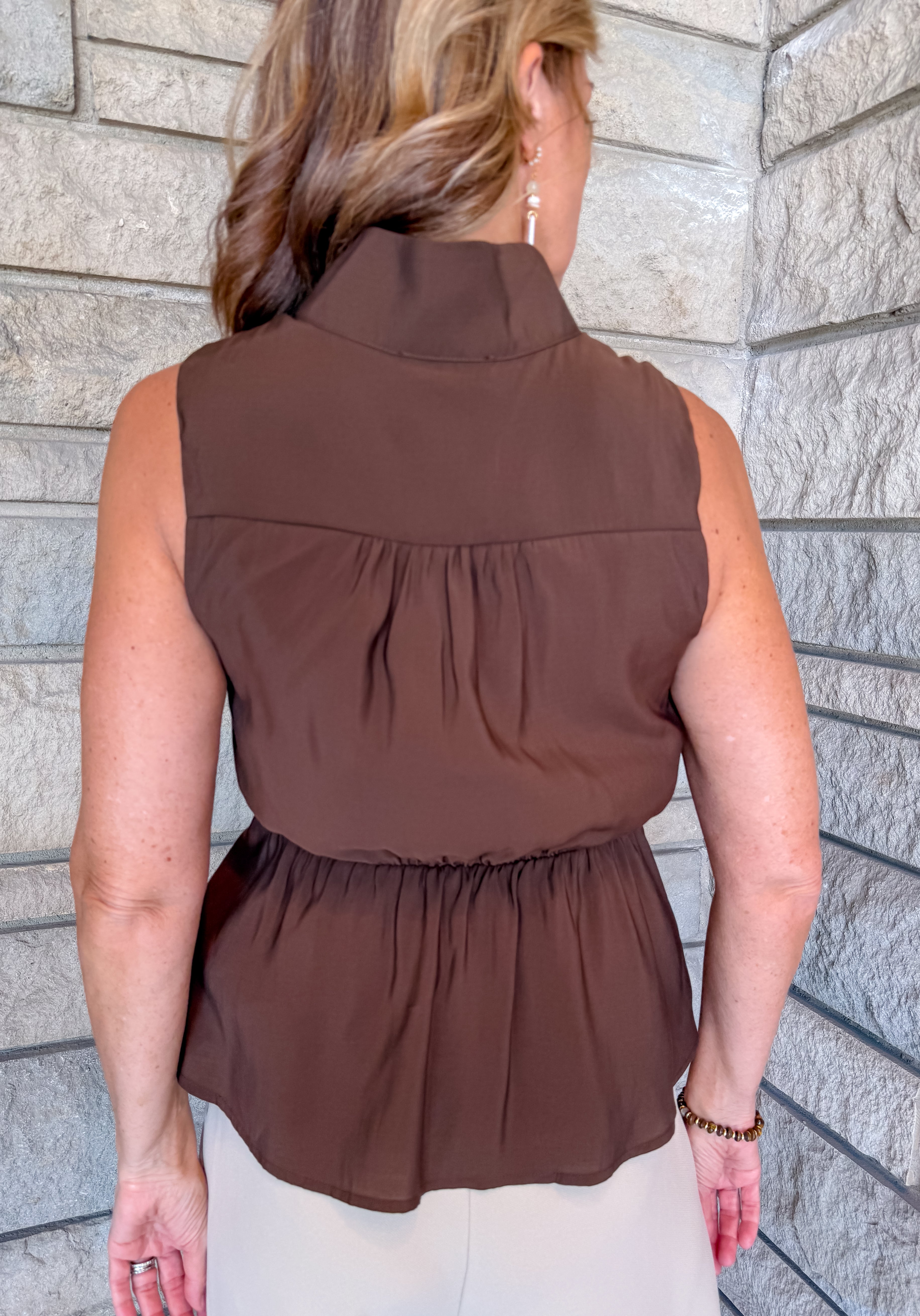 Della Tie Waist Peplum Top