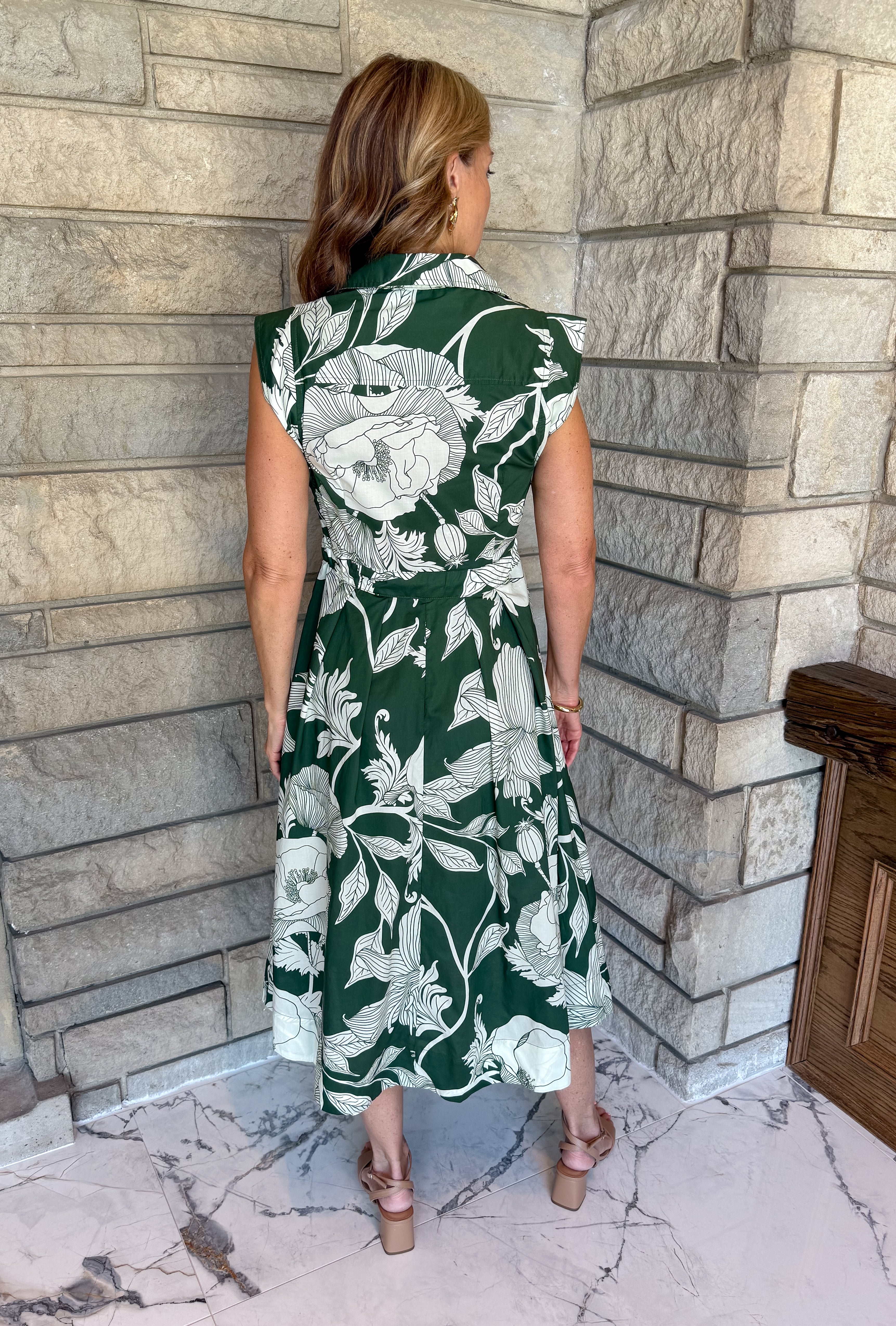Lorel Sleeveless Floral Tie Midi Dress