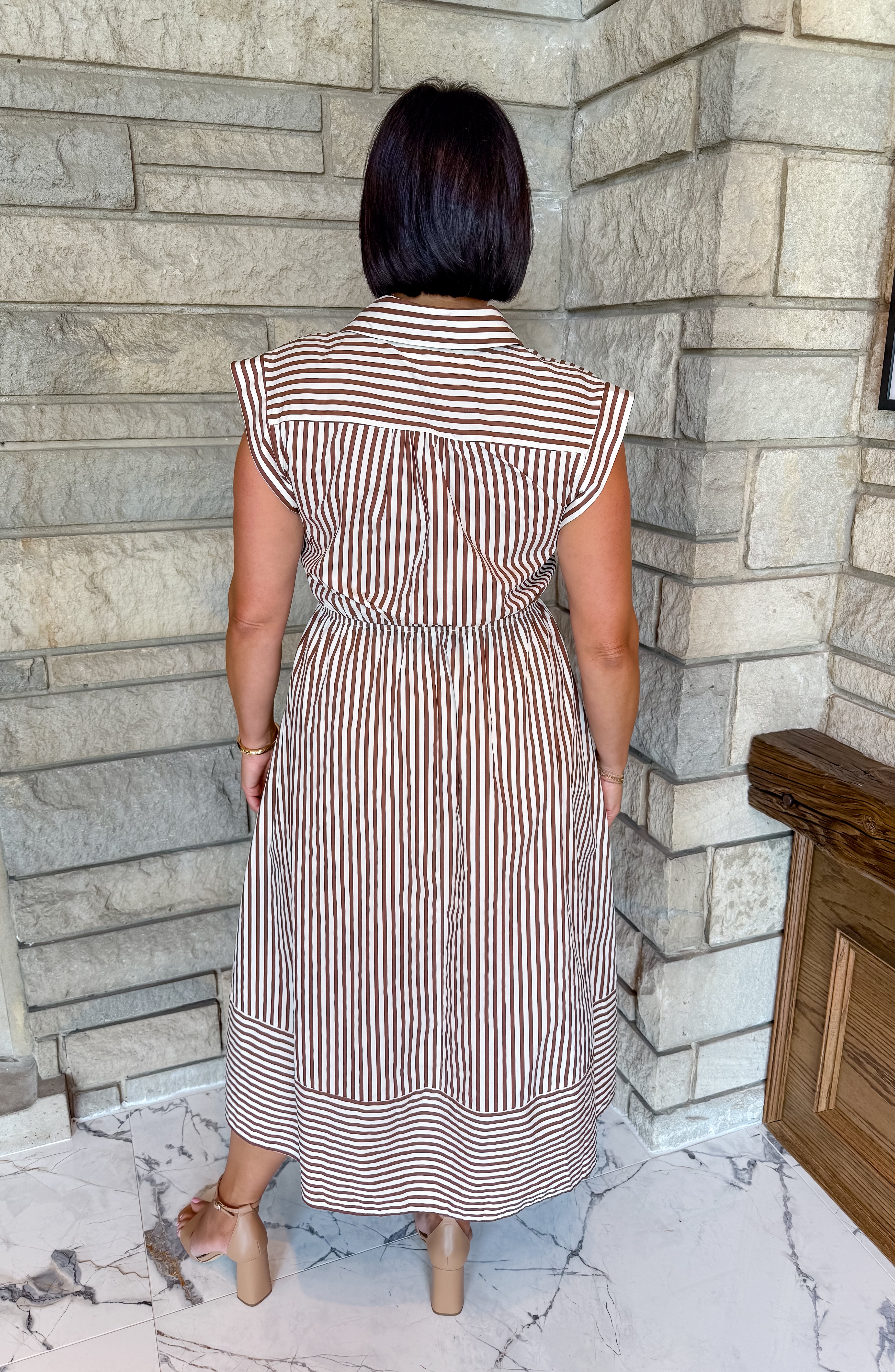 Moira Striped Cap Sleeve Tie Dress