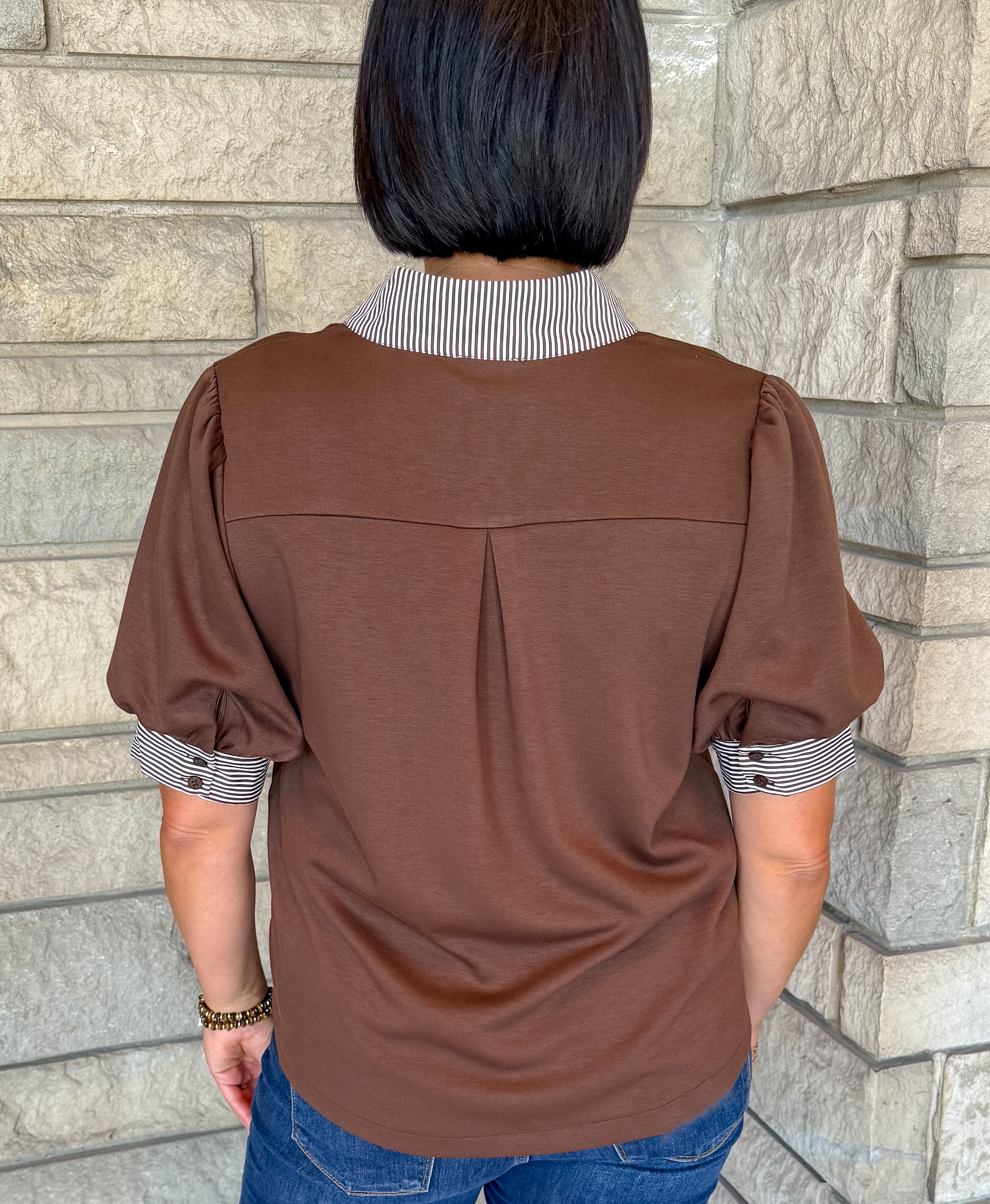 Clarissa Striped Trim Top