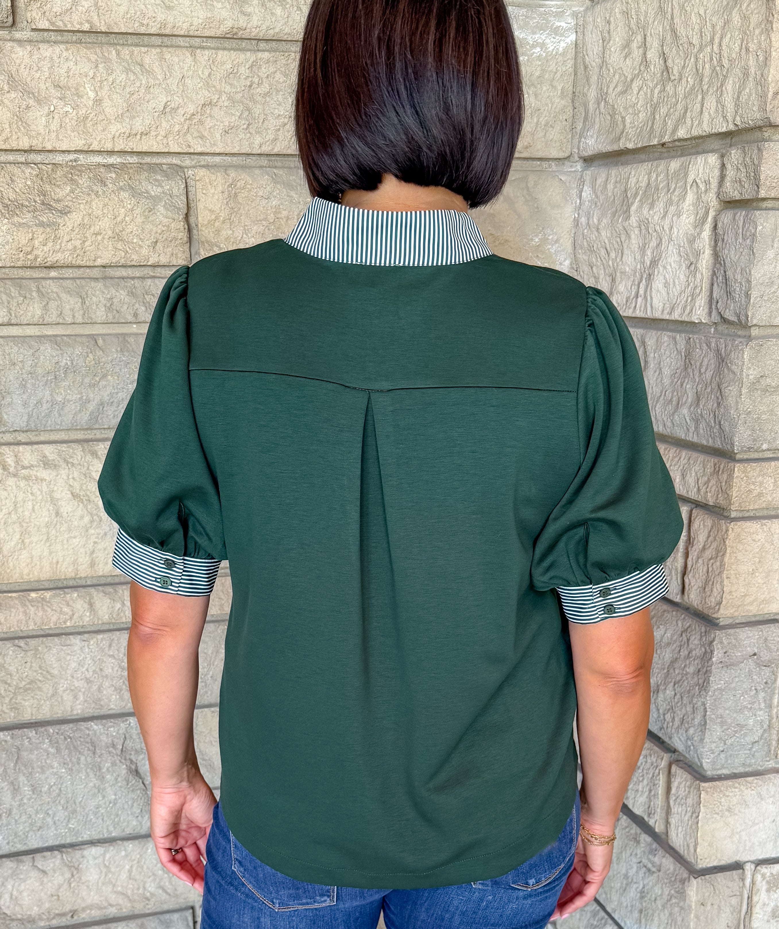 Clarissa Striped Trim Top