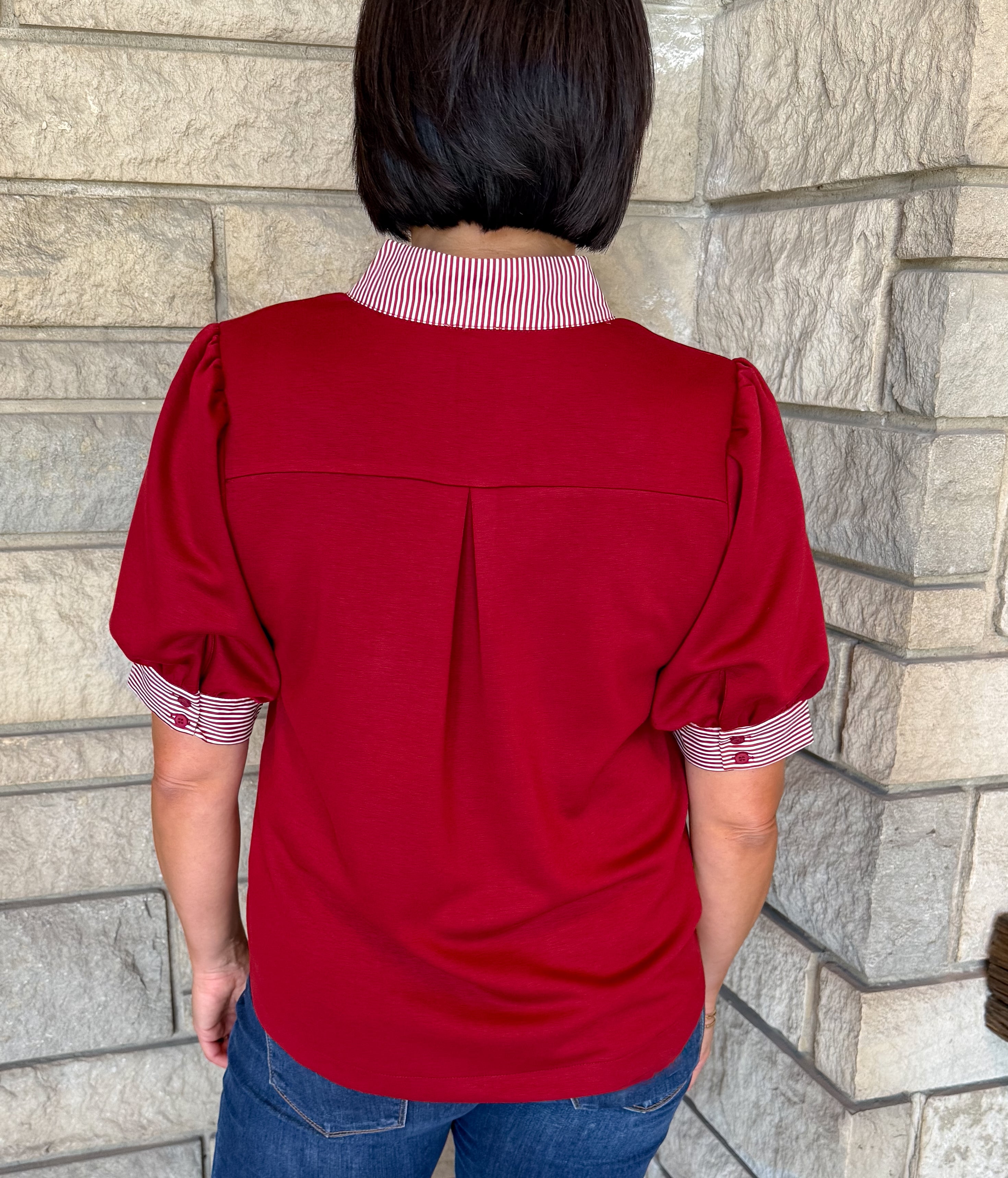 Clarissa Striped Trim Top