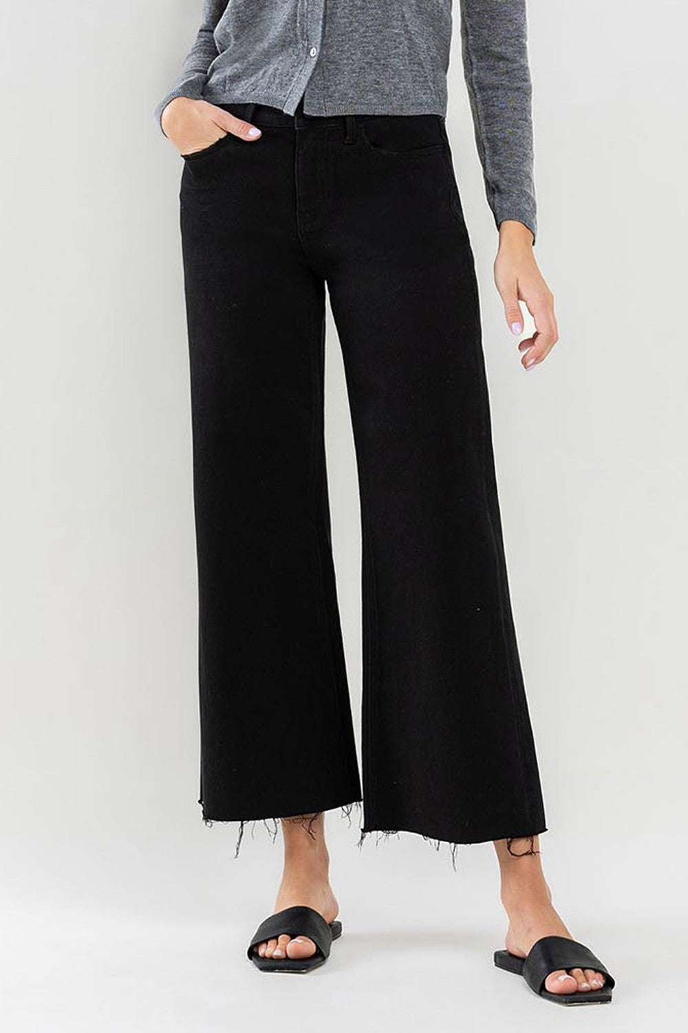 Ivy High Rise Wide Crop Jean Black