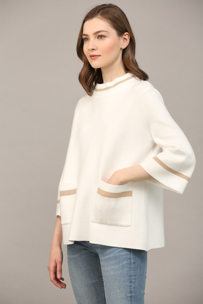 Jackie Mock Neck Bell Sleeve Pocket Sweater