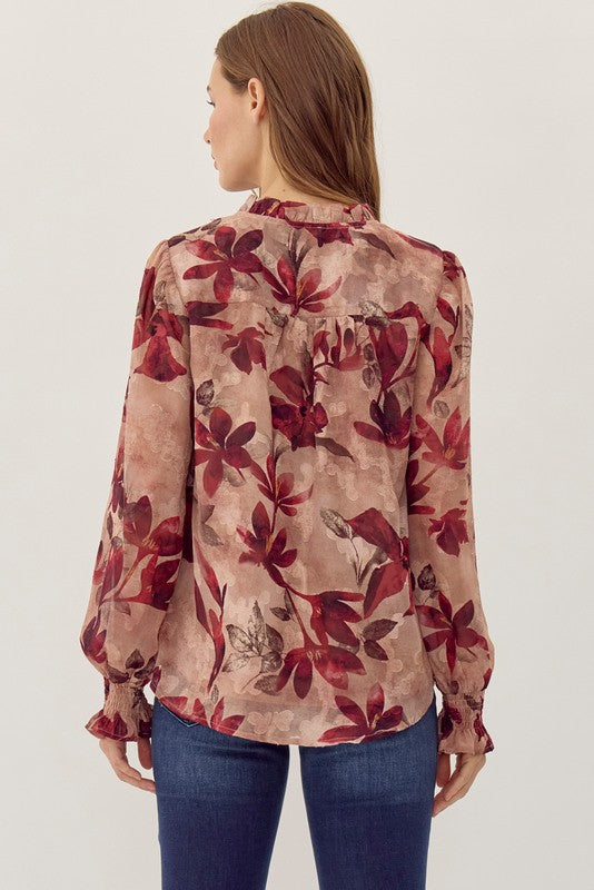 Jade Floral V-Neck Top