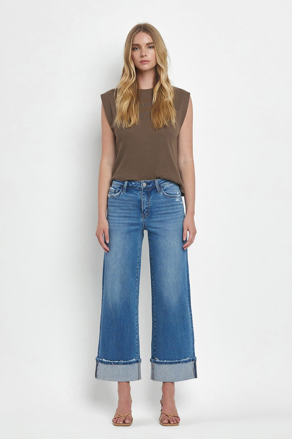 Jamie High Rise Cuffed Wide Jeans