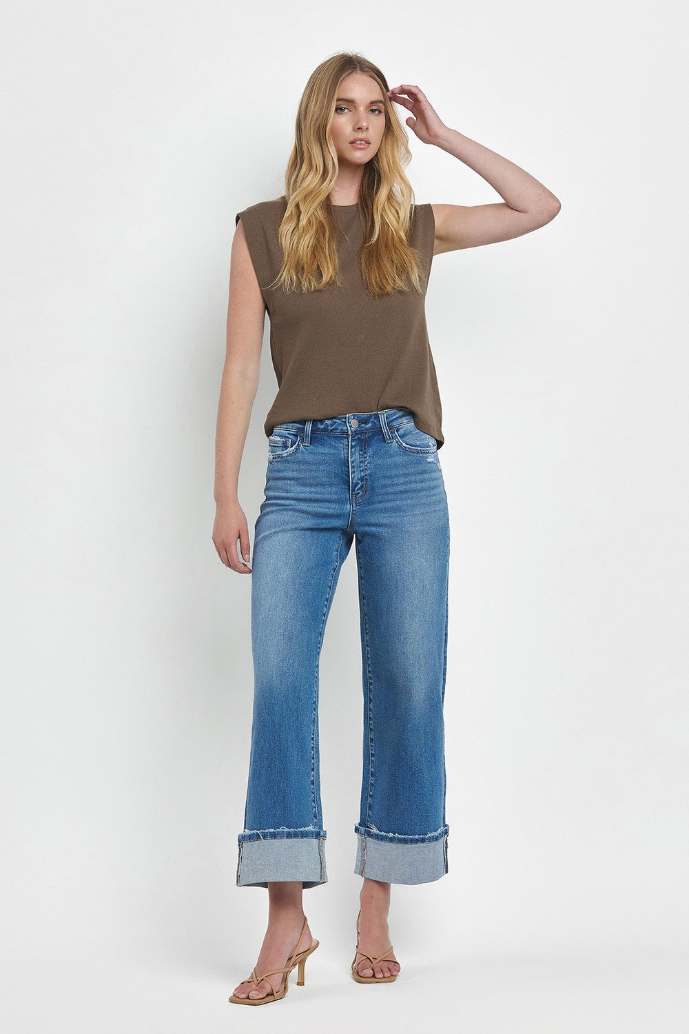 Jamie High Rise Cuffed Wide Jeans