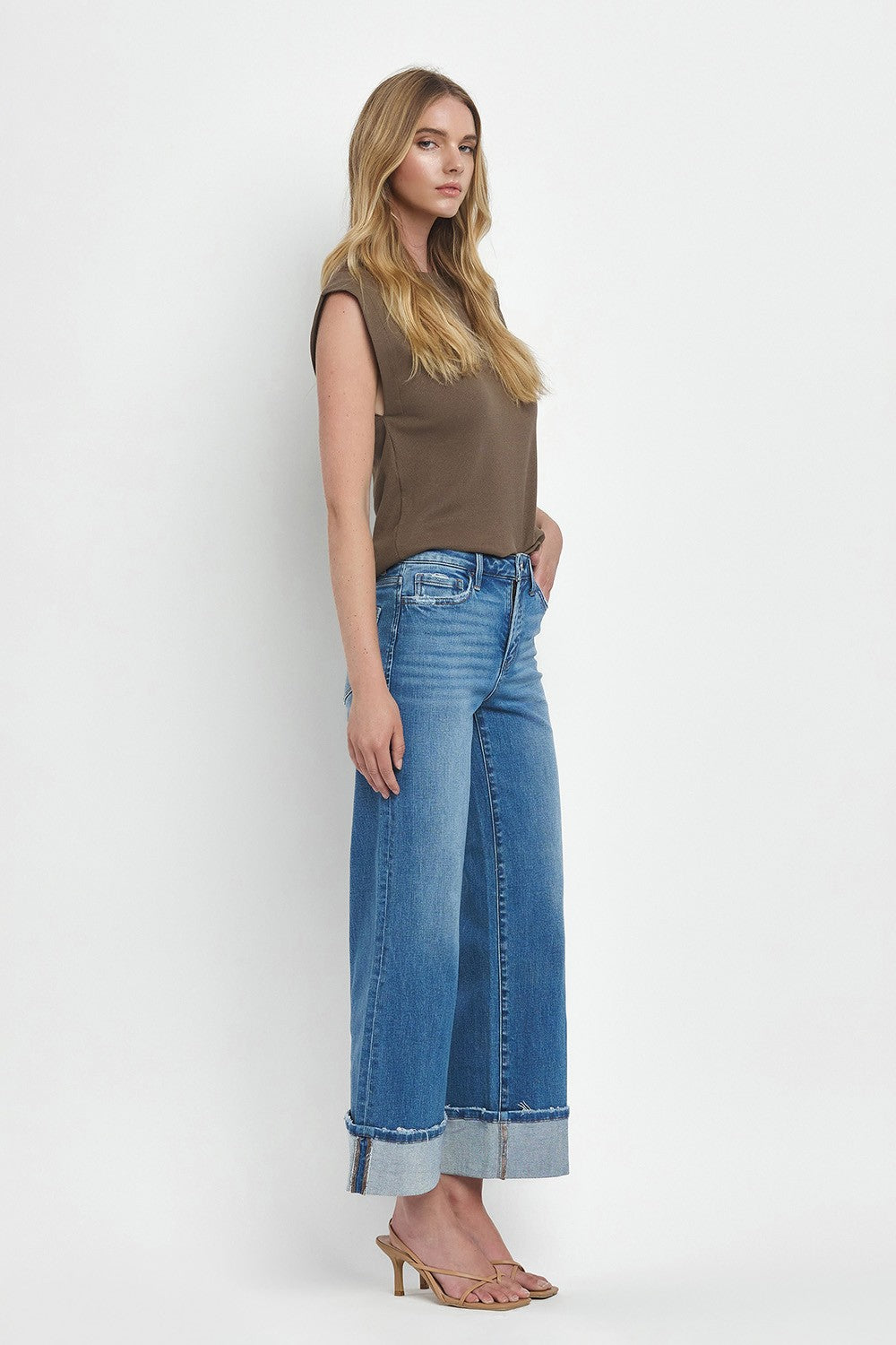 Jamie High Rise Cuffed Wide Jeans