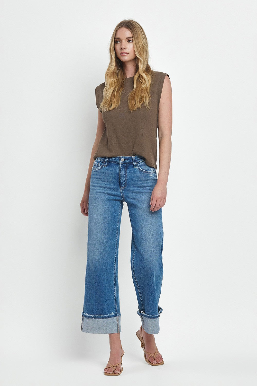 Jamie High Rise Cuffed Wide Jeans