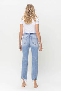 Jennie Lt. Wash Frayed Hem Straight Jeans