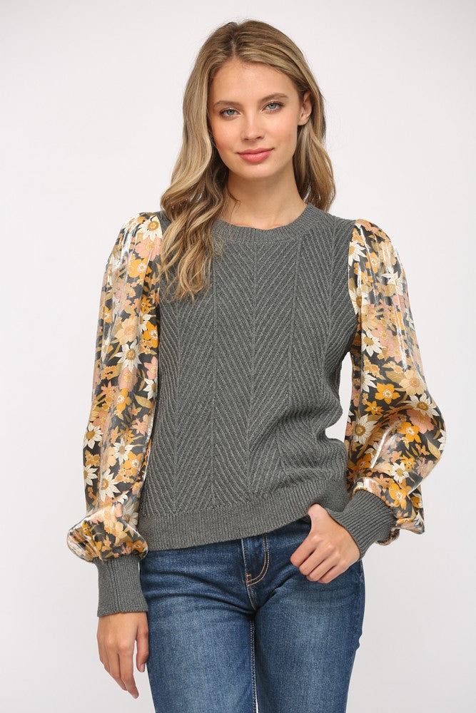 Jenny Contrast Sleeve Sweater