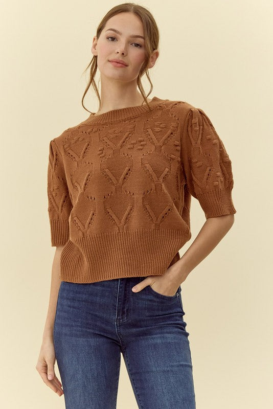 Jessa Crochet Puff Sweater