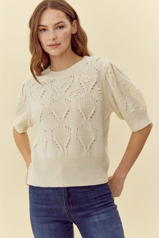 Jessa Crochet Puff Sweater