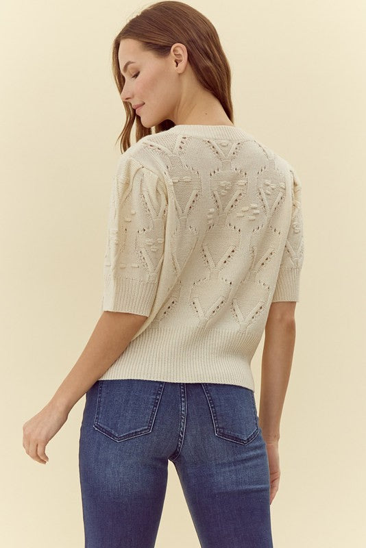 Jessa Crochet Puff Sweater