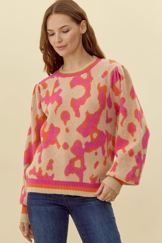 Judy Printed Striped Band Sweater