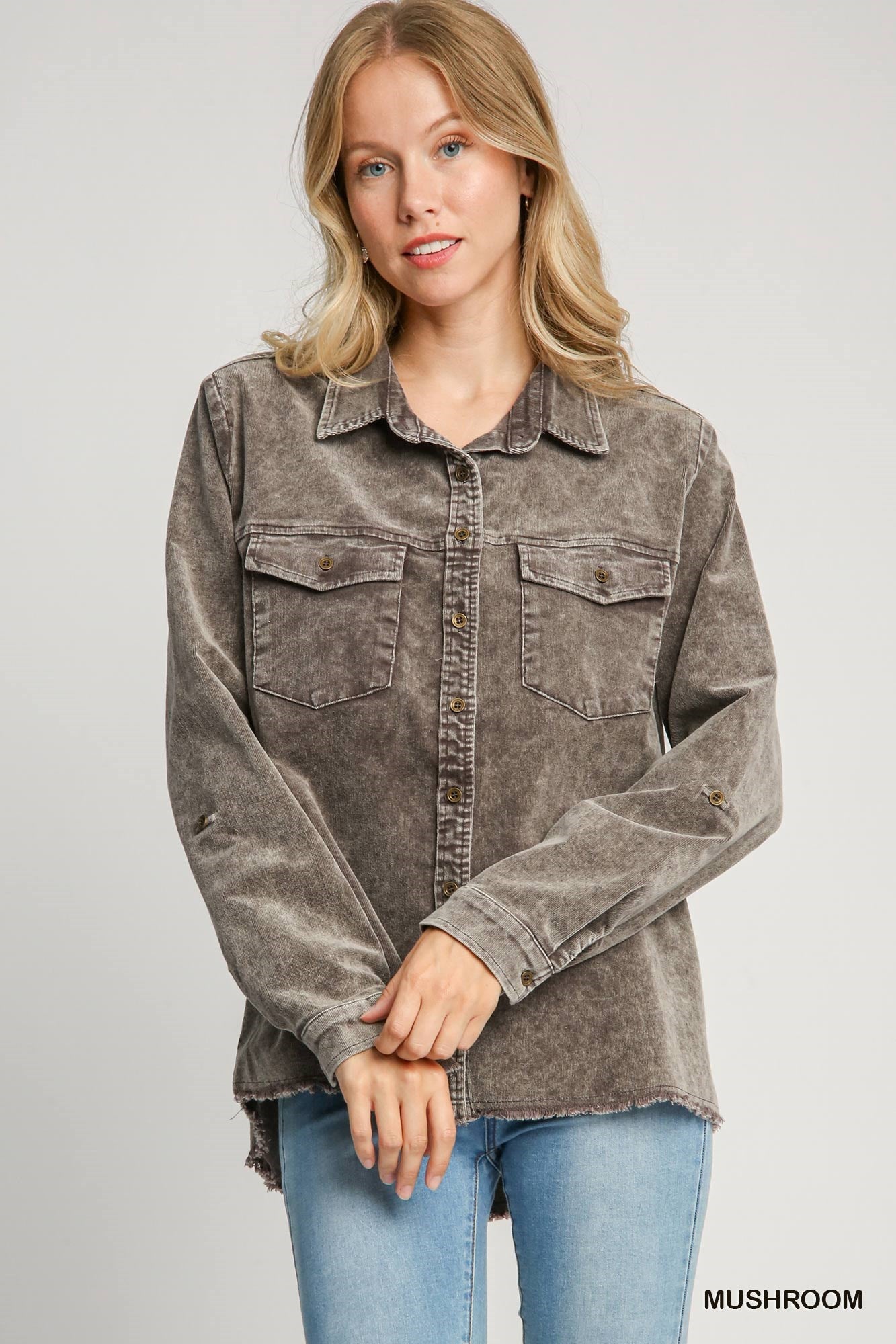 Kara Washed Corduroy Button Shirt