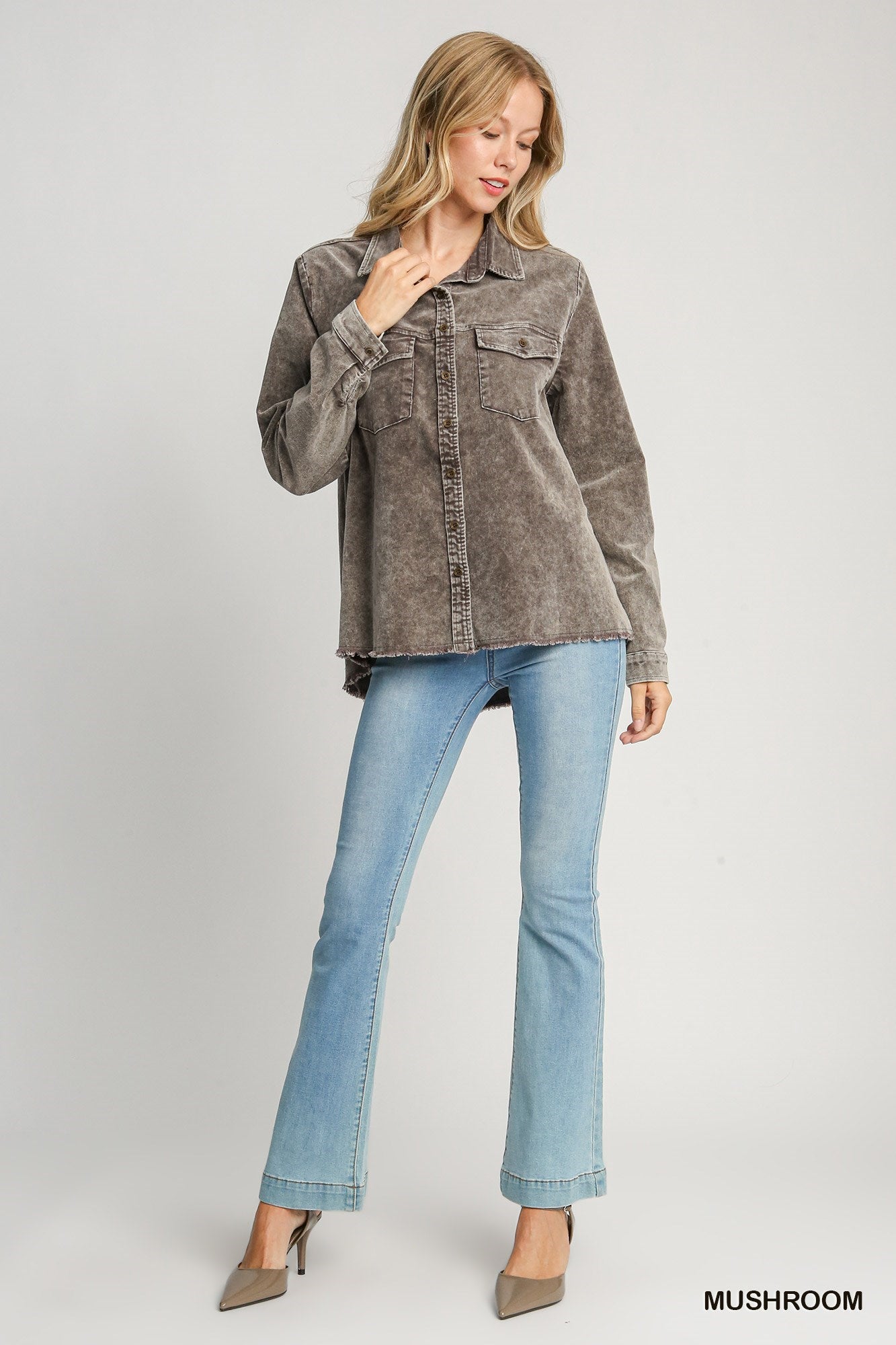 Kara Washed Corduroy Button Shirt