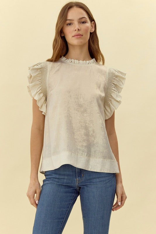 Keira Metallic Frill Top