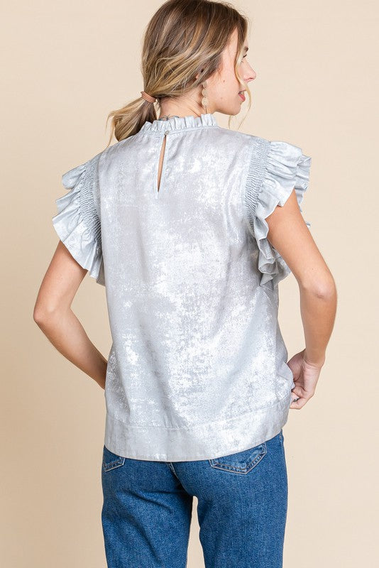 Keira Metallic Frill Top