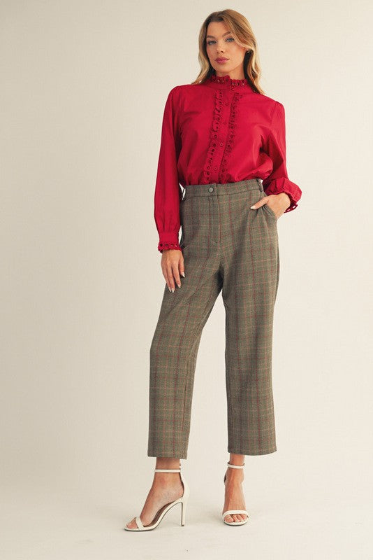 Kirsten Eyelet Trim Button Top