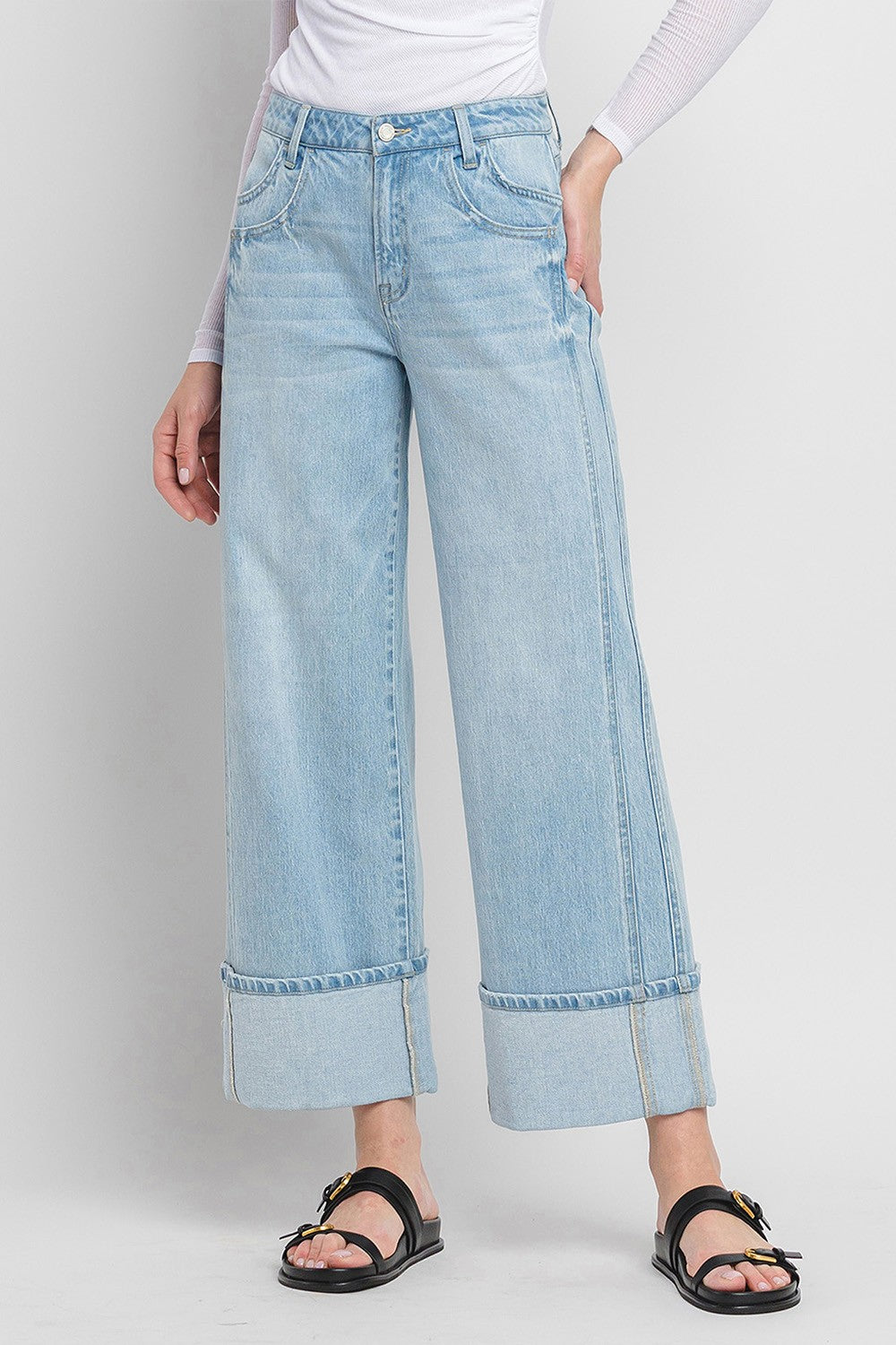 Kris Wide Cuff Panel Jeans