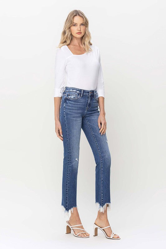 Krissy Mid Rise Distressed Ankle Bootcut Jeans FINAL SALE