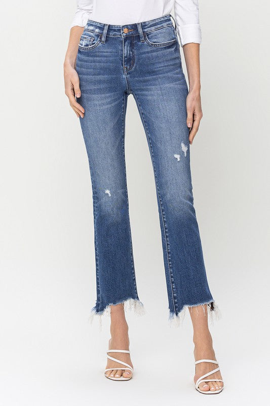 Krissy Mid Rise Distressed Ankle Bootcut Jeans FINAL SALE