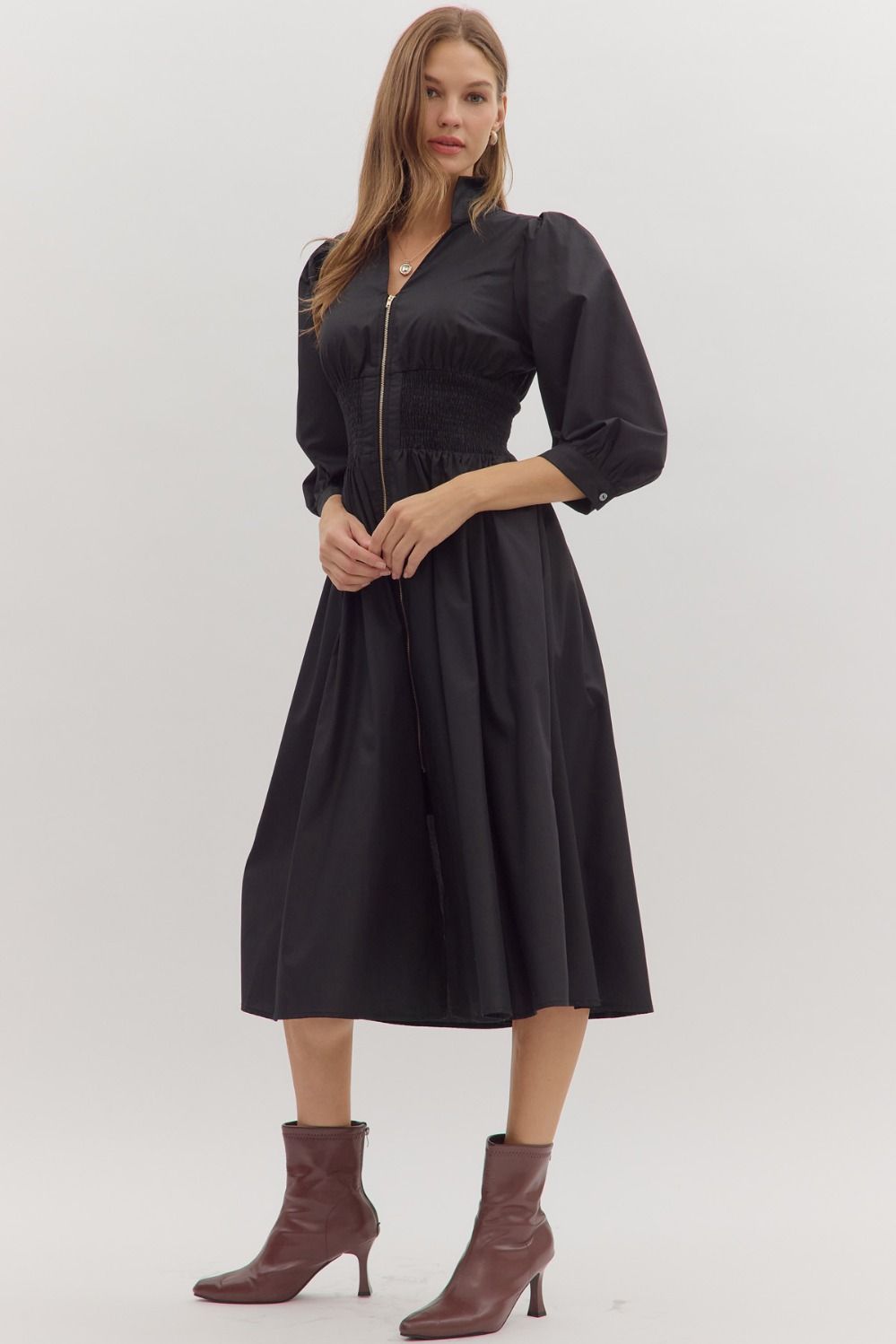 Kylee Smocked Zipper Dress