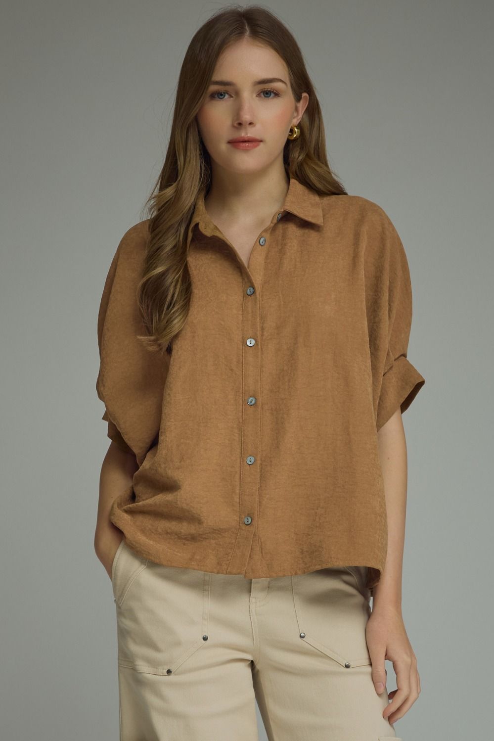 Kyra Suede Button Top