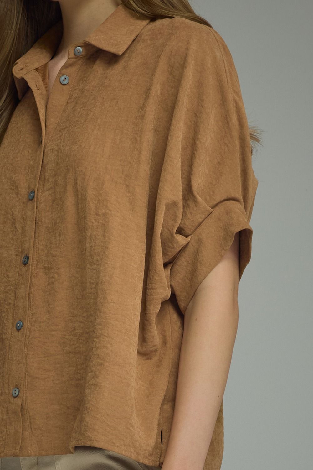 Kyra Suede Button Top