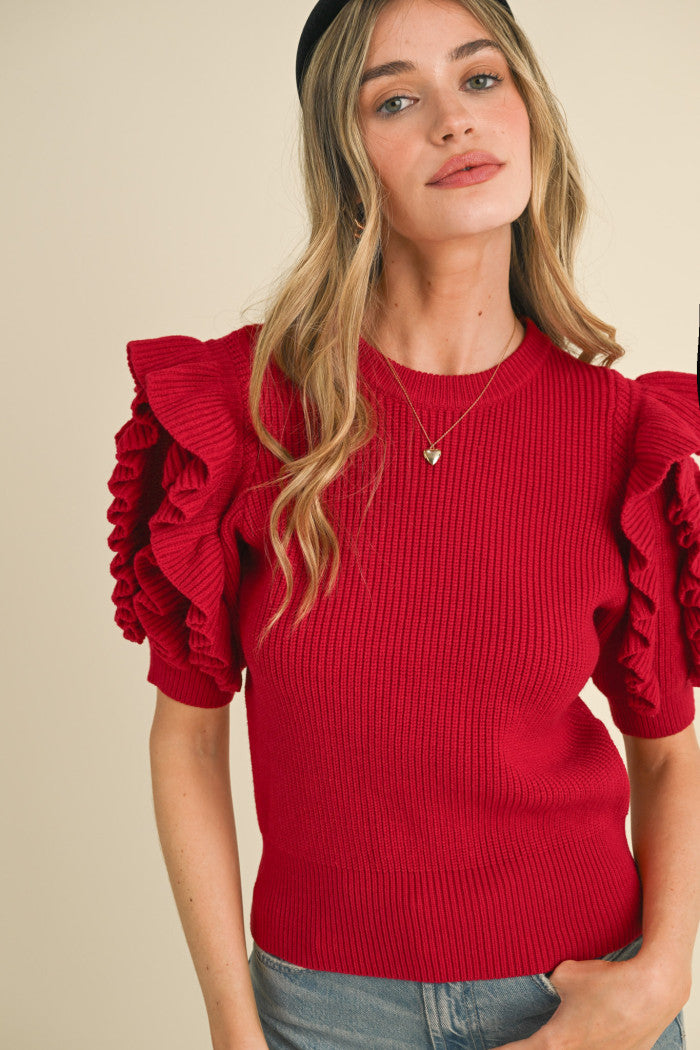 Lance Mini Ruffle SS Sweater