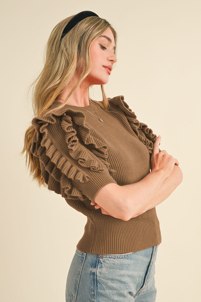 Lance Mini Ruffle SS Sweater