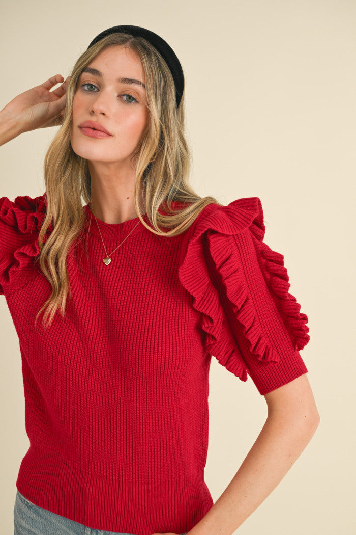 Lance Mini Ruffle SS Sweater