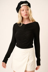 Laylin Ruched Boat Neck Top