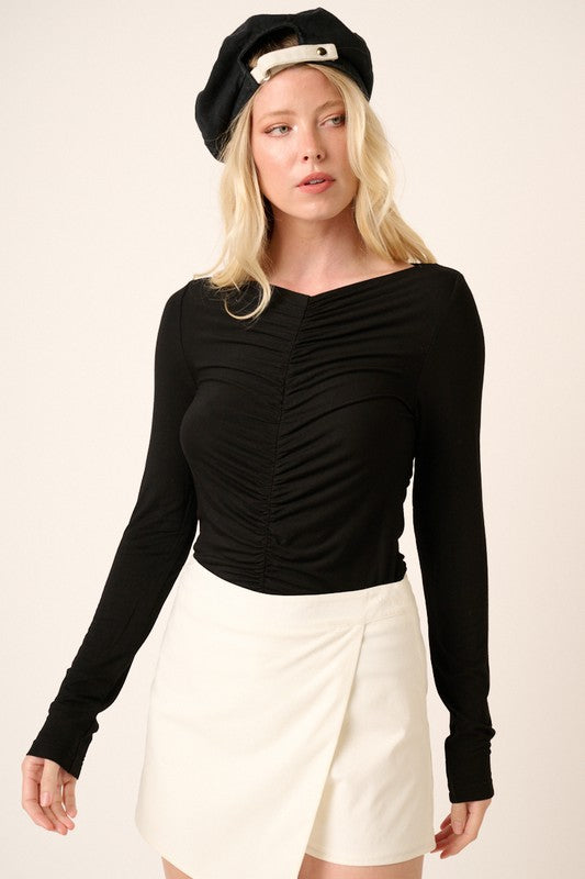 Laylin Ruched Boat Neck Top FINAL SALE