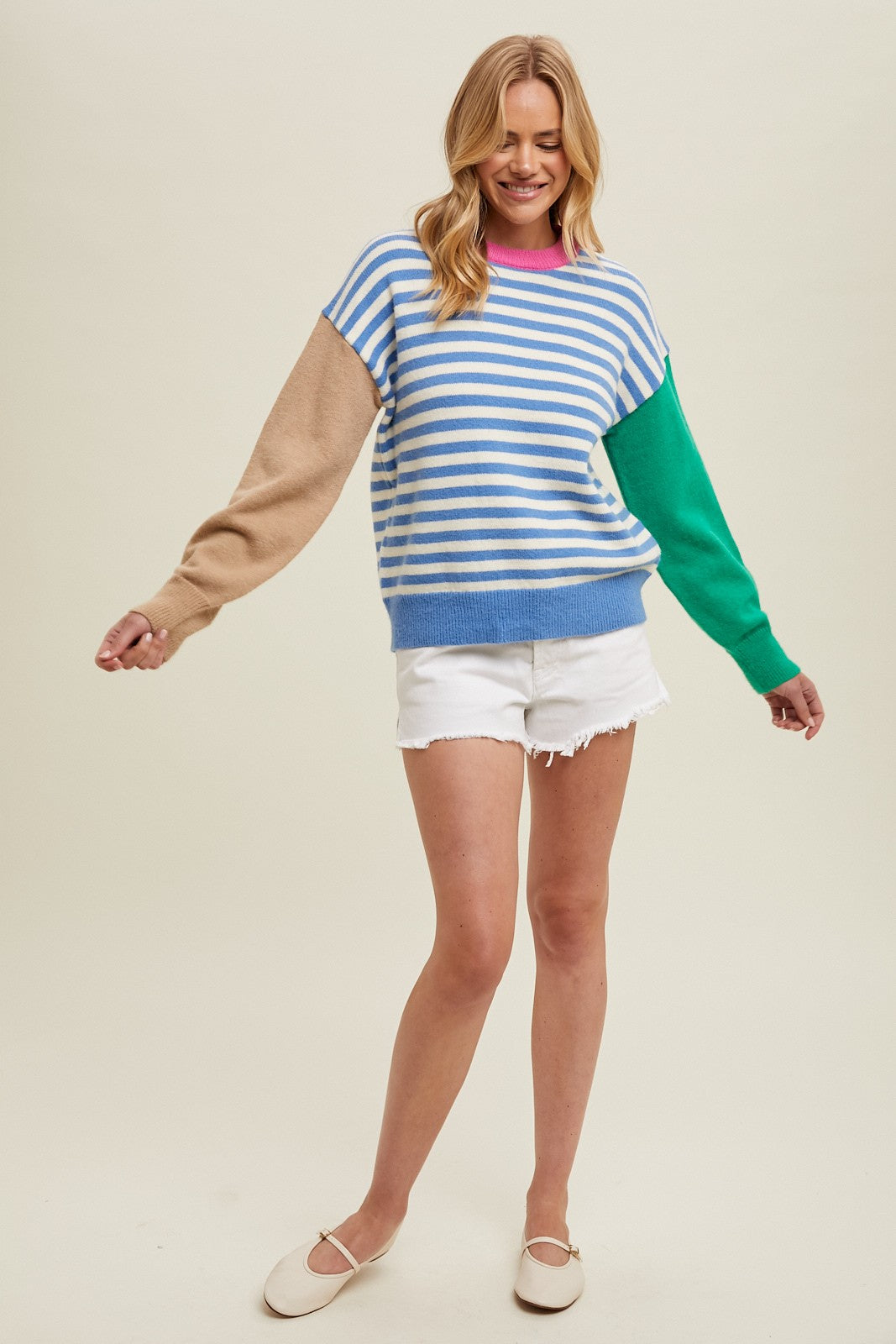 Leni Color Block Striped Sweater