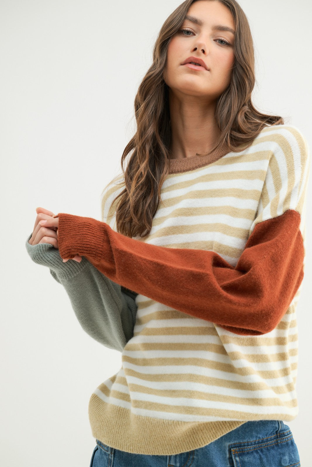 Leni Color Block Striped Sweater