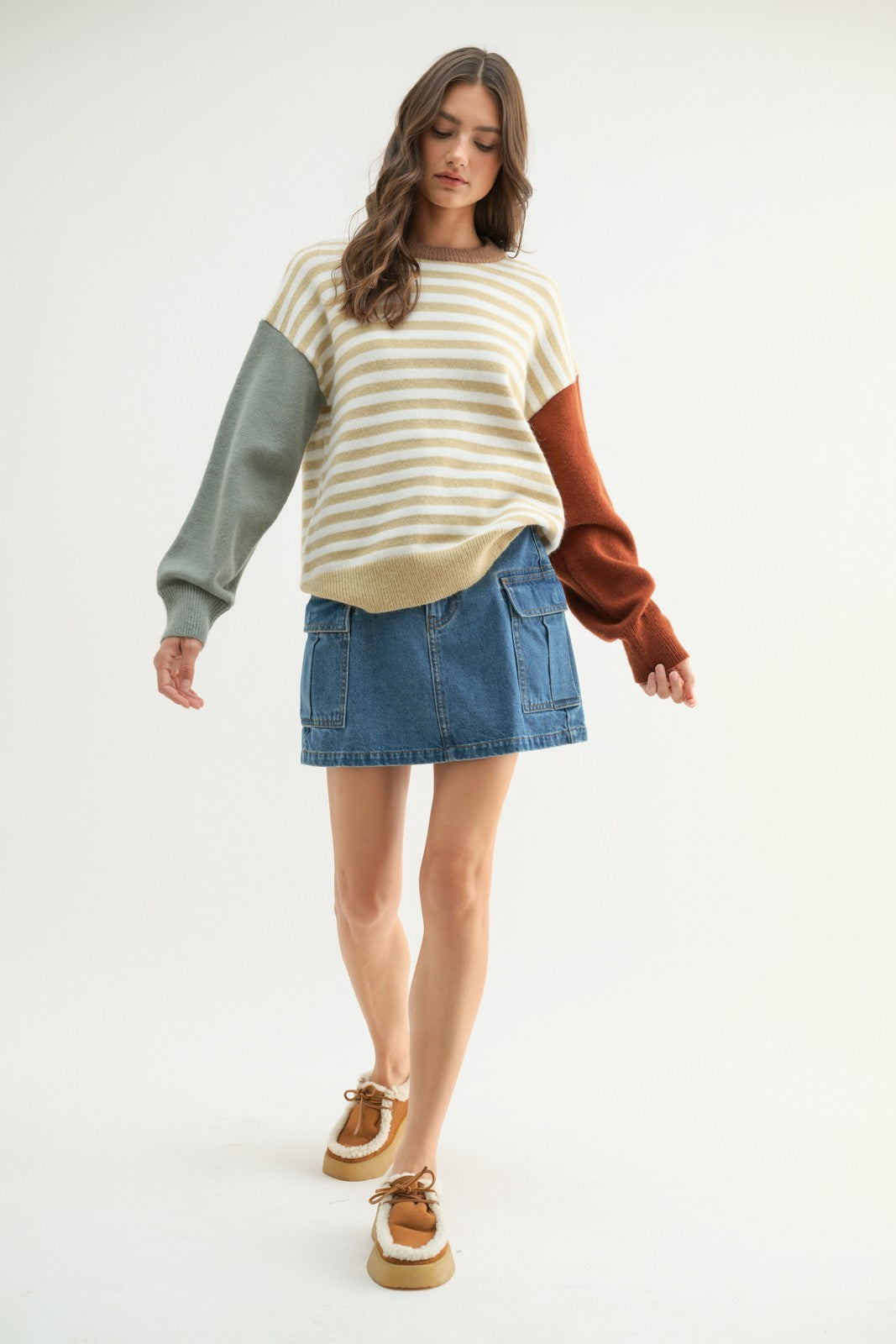 Leni Color Block Striped Sweater