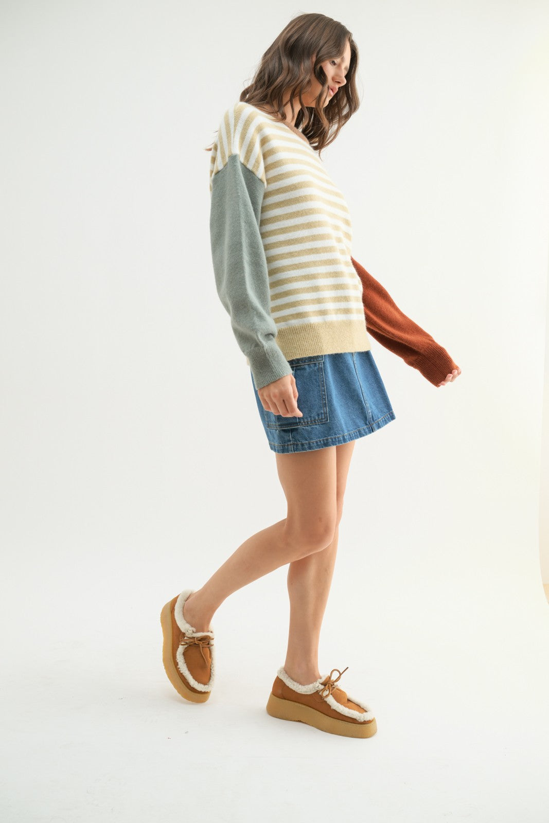 Leni Color Block Striped Sweater