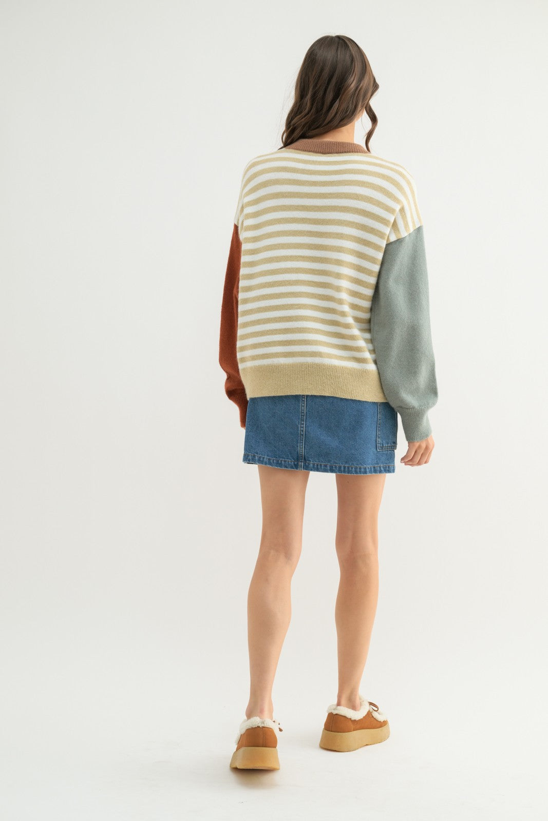 Leni Color Block Striped Sweater