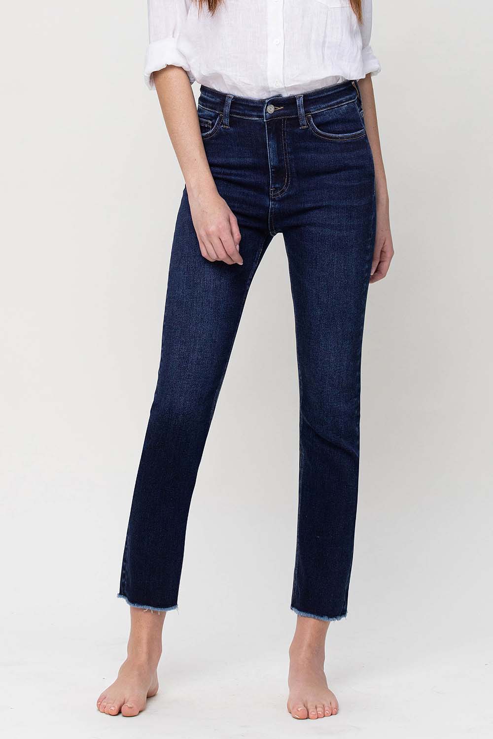 Leona High Rise Slim Straight Ankle Jeans