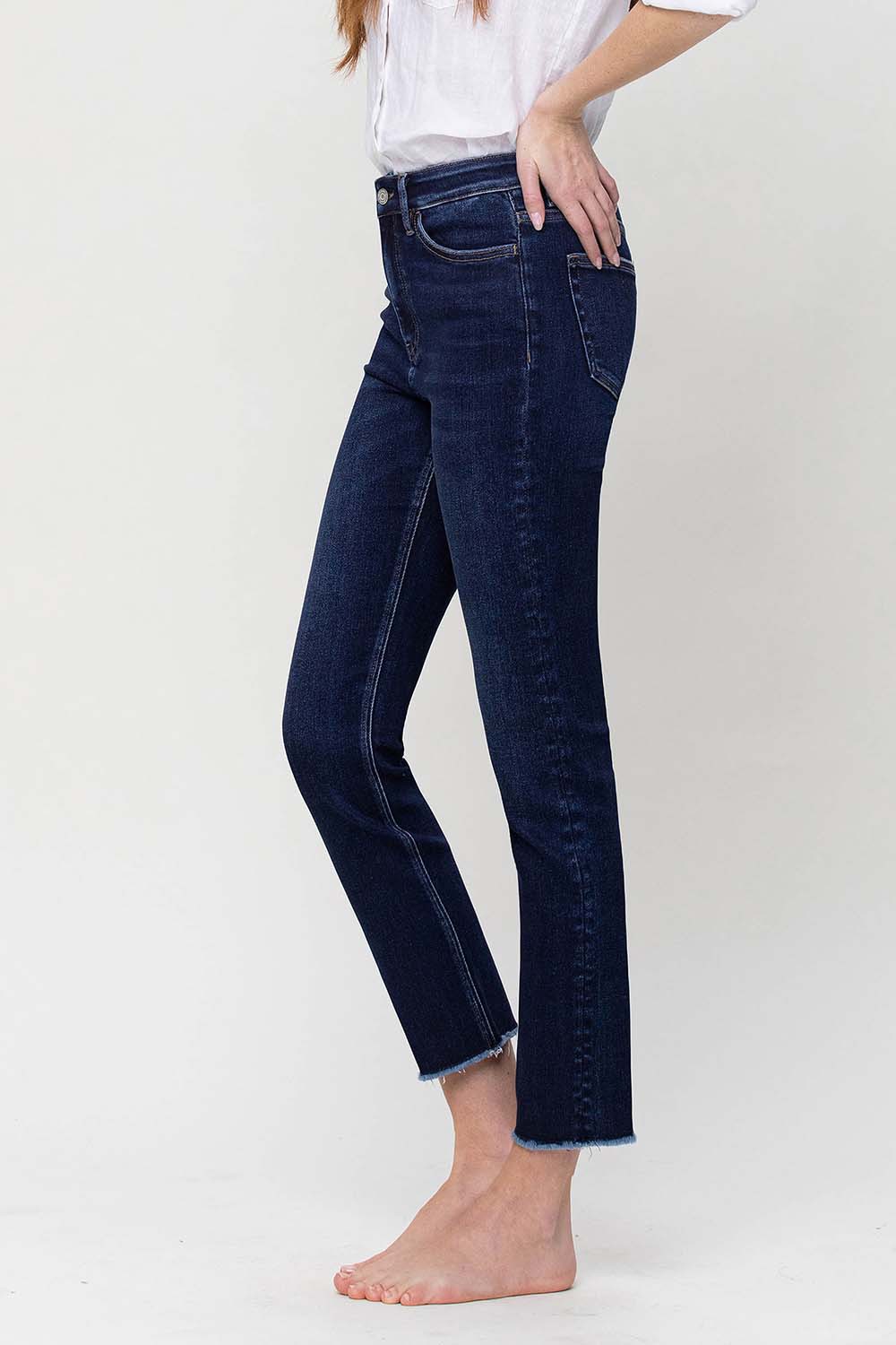 Leona High Rise Slim Straight Ankle Jeans