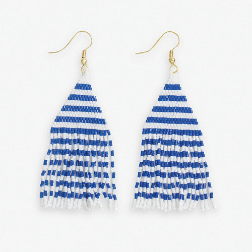 Lexie Horizontal Stripe Bead Earrings Blue