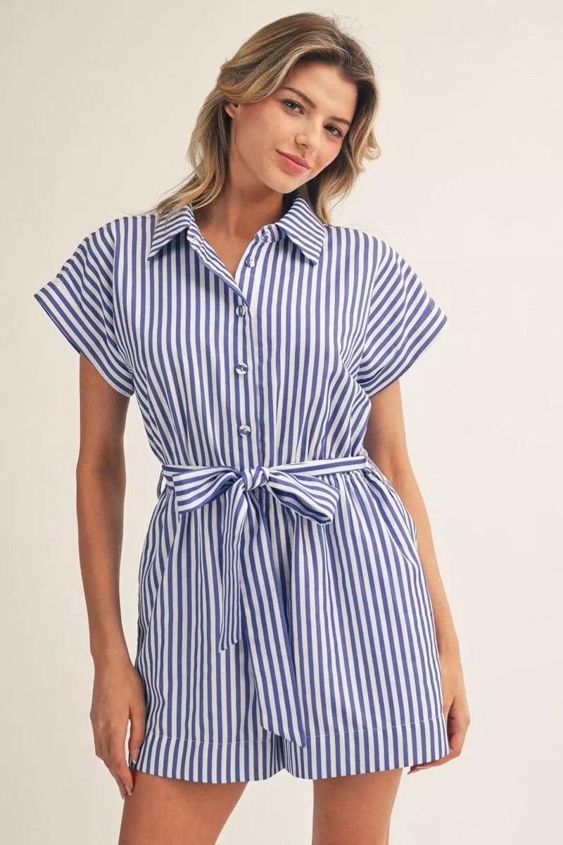 Lida Striped Tie Romper