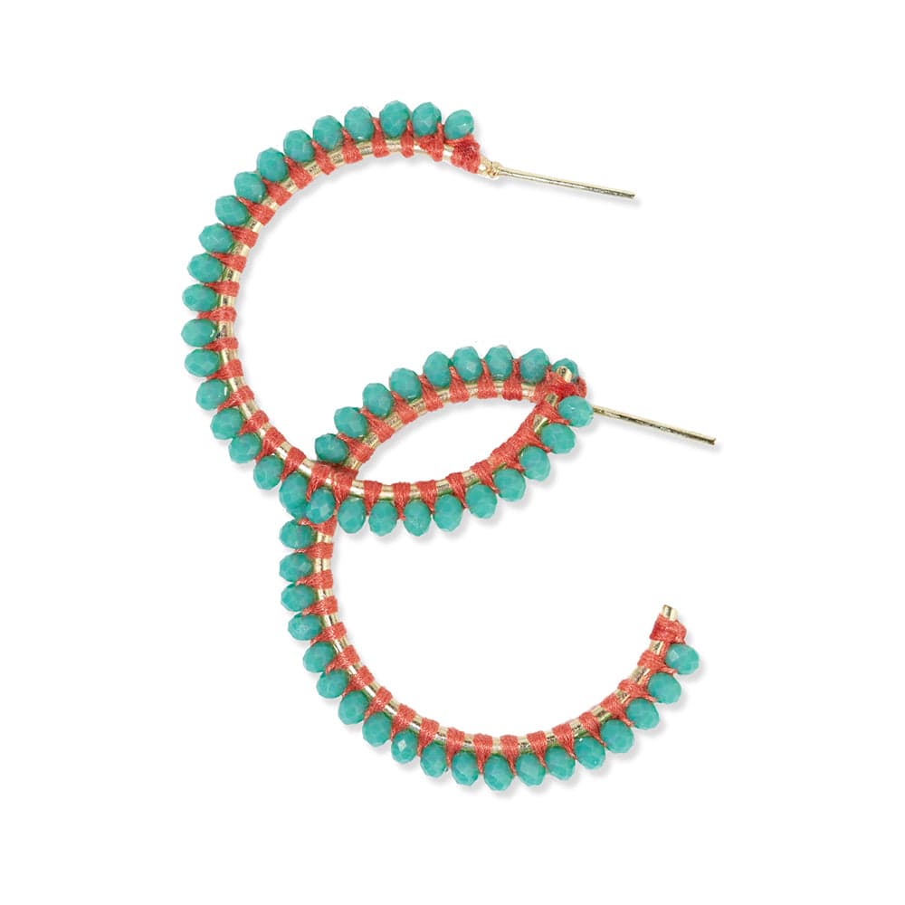 Lillian Crystal Threaded Beads Hoop Turquoise