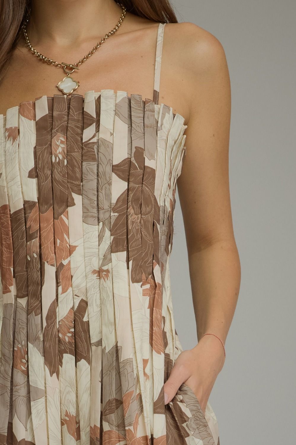 Linden Pleated Strappy Midi Dress