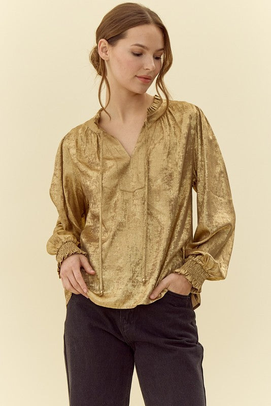 Livia Frill Neck Metallic Top