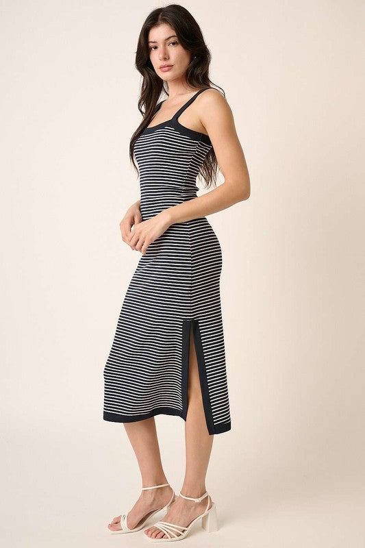Lola Striped Contrast Midi Dress