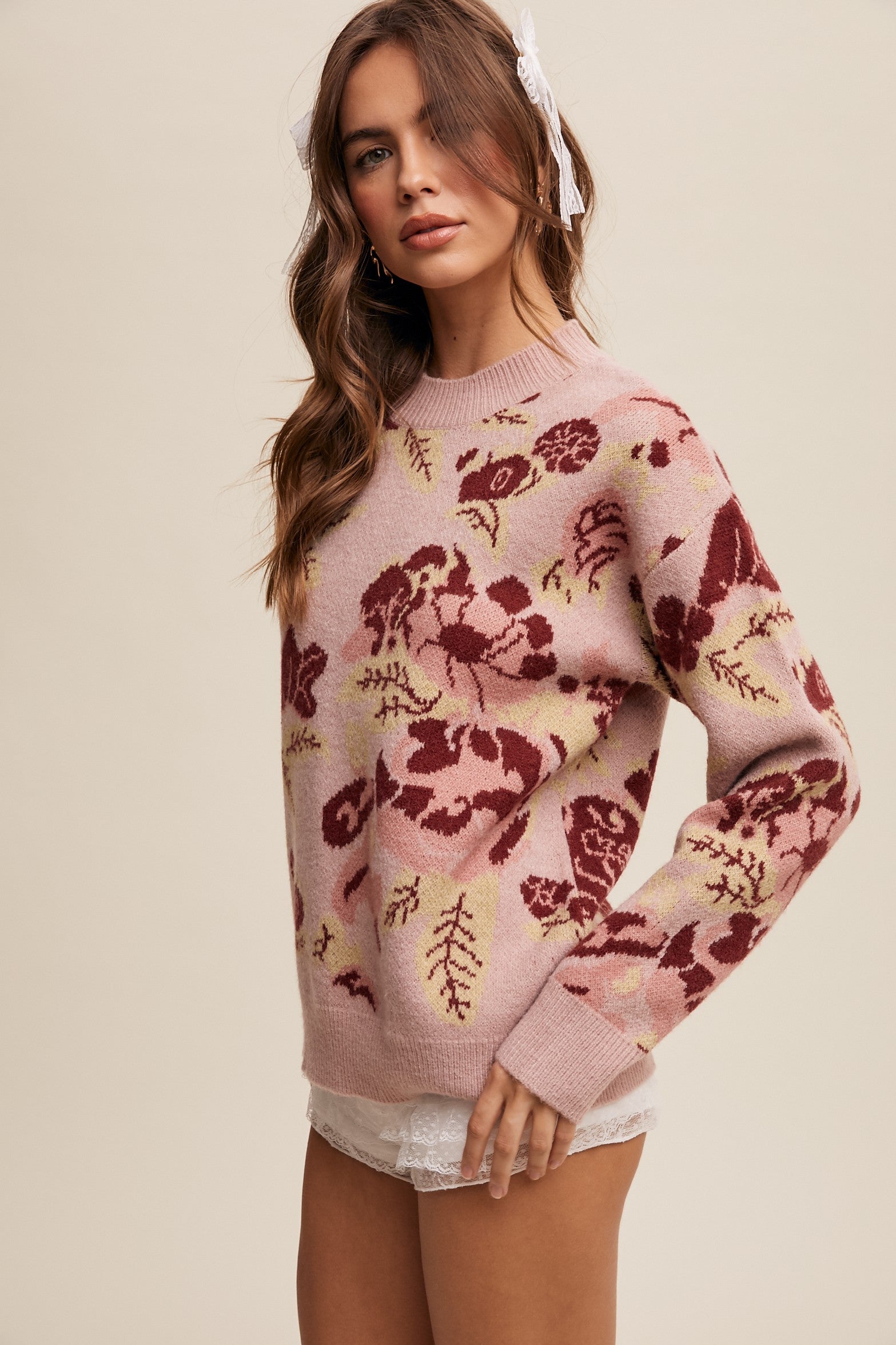 Lori Floral Crew Neck Sweater