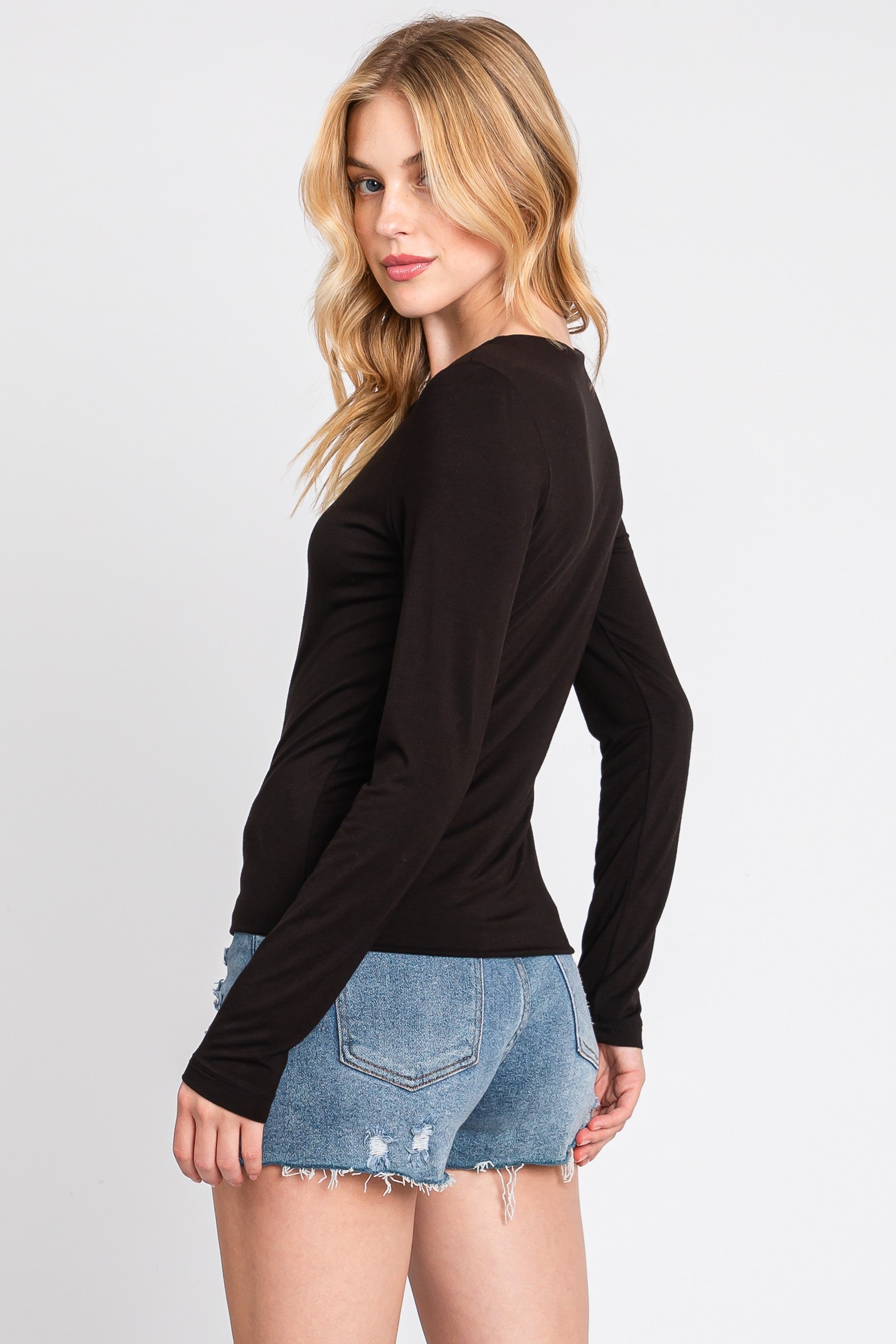 Lucille Lined L/S Round Neck Top